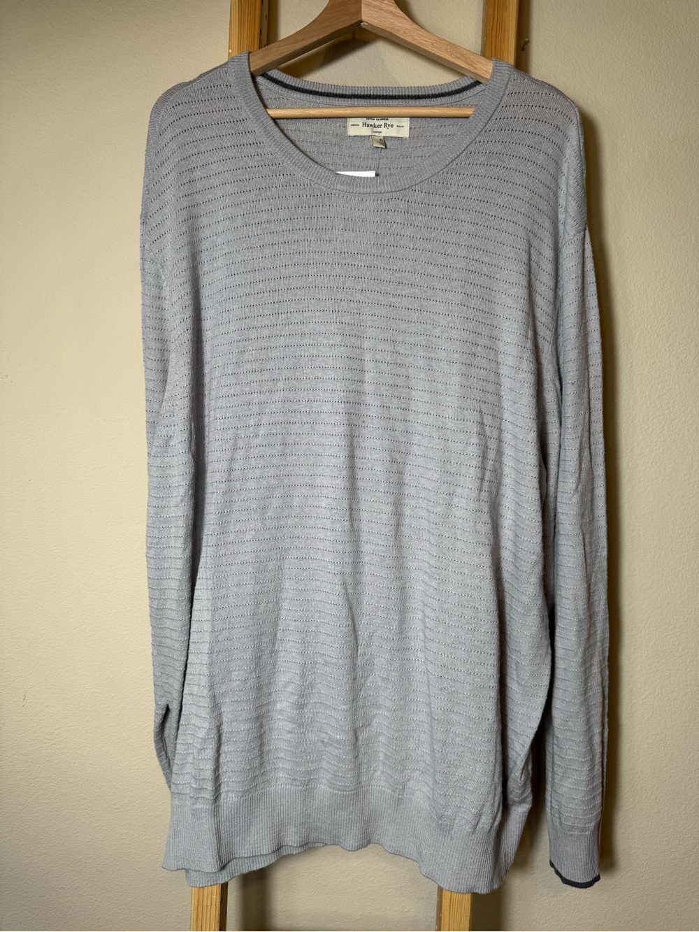Hawker Rye Men's Gray Textured Knit Crewneck Sweater Size XL